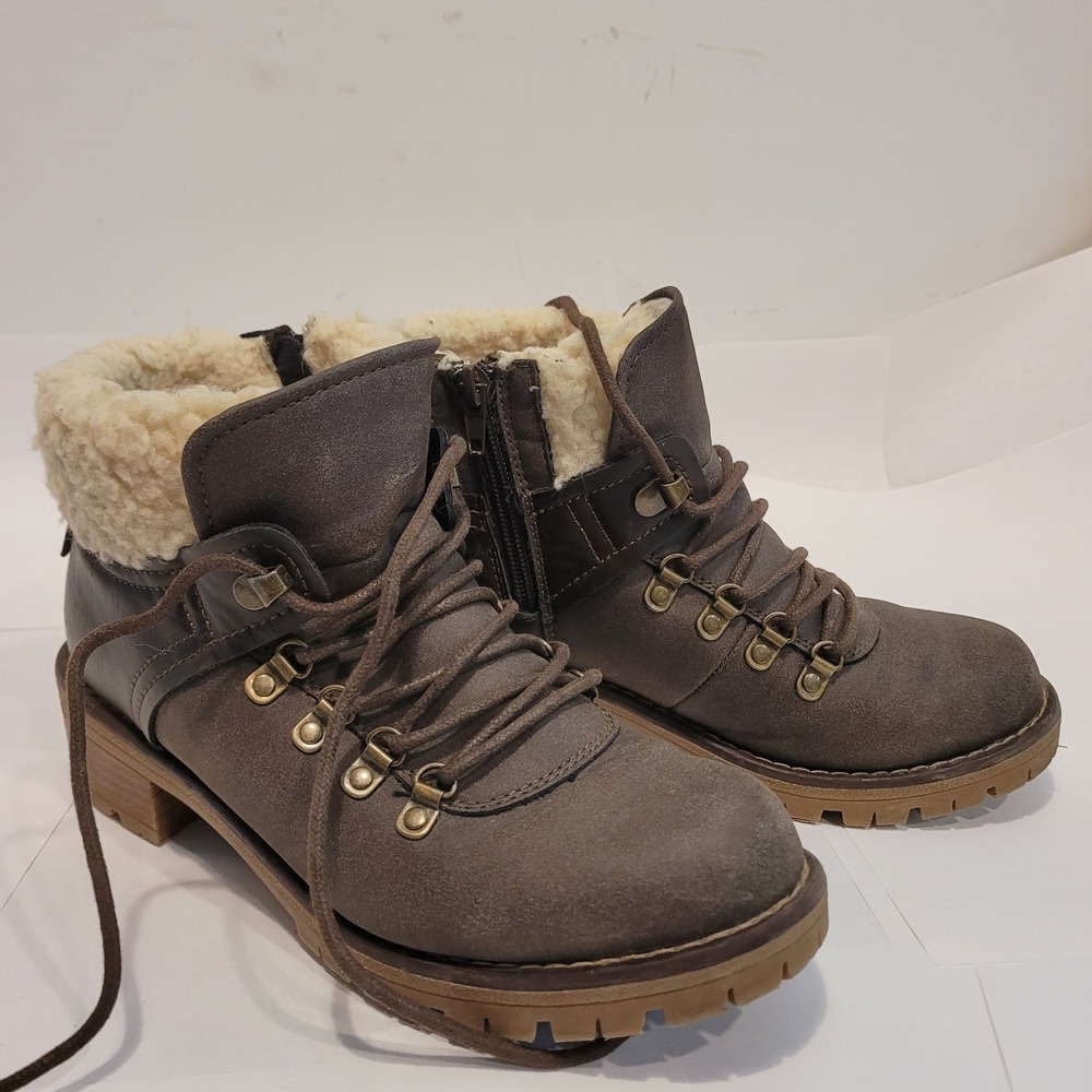 Sporto Kleo Brown Faux Fur Lined Hiking Ankle Boots Womens 7 M 7697188